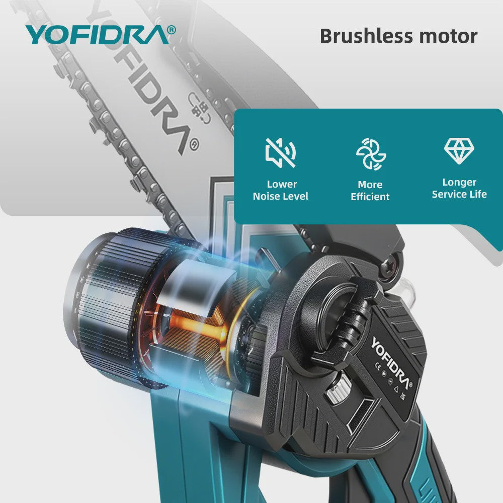 YOFIDRA Telescopische Snoeizaag 8-Inch Brushless Motor - 2-in-1 Hoge Takken Snoeien