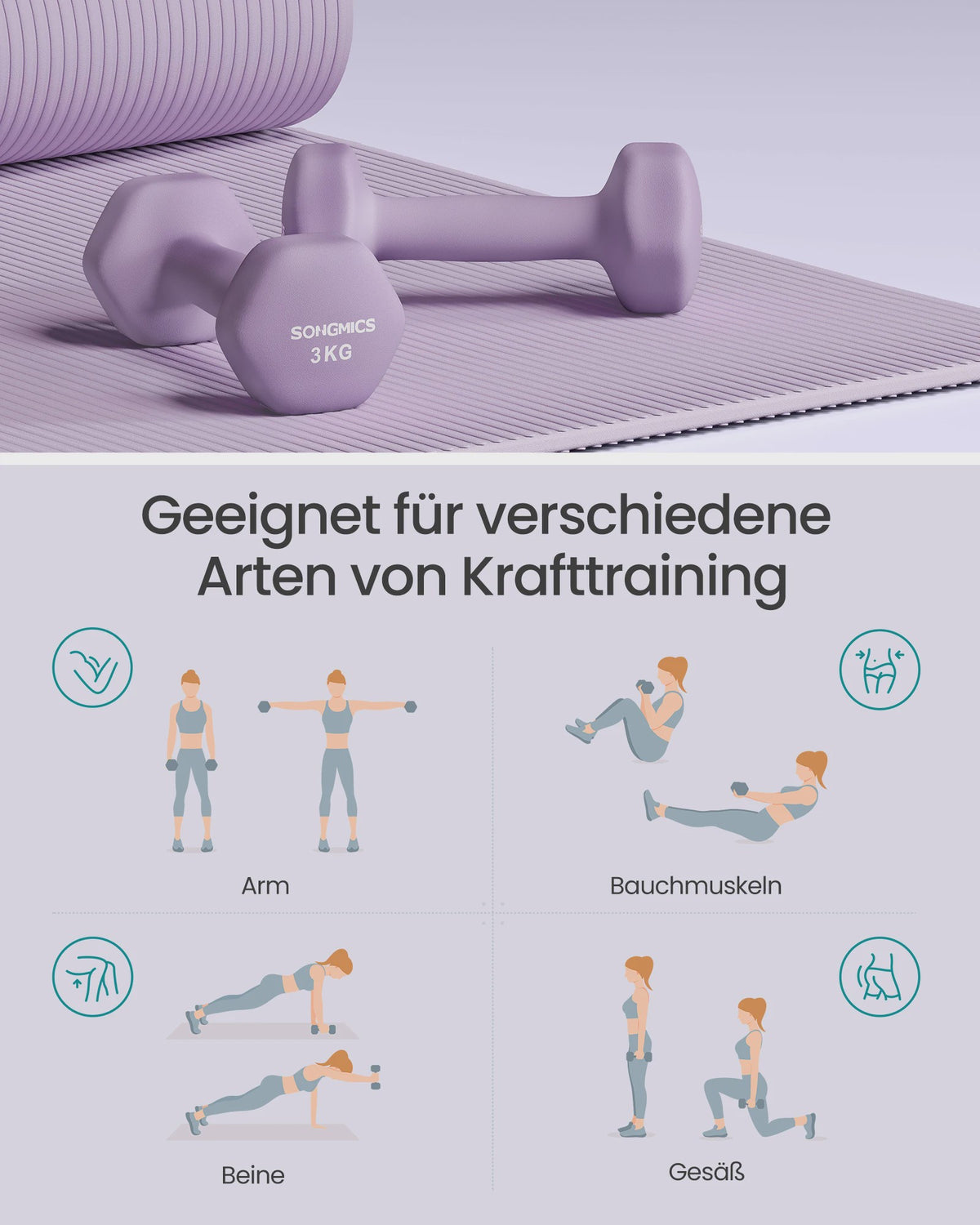 SONGMICS Dumbbell Set met Standaard - 2x1kg, 2x3kg, 2x5kg - Gecoat