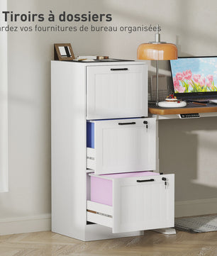 HOMCOM Bureaukast met 3 Laden en Slot - Verstelbare Documentenrails