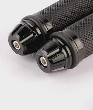 Zwarte Motor Handvatten 7/8'' (22mm) Universeel - Grips met Eindstukken voor Yamaha, Honda, Suzuki, Kawasaki
