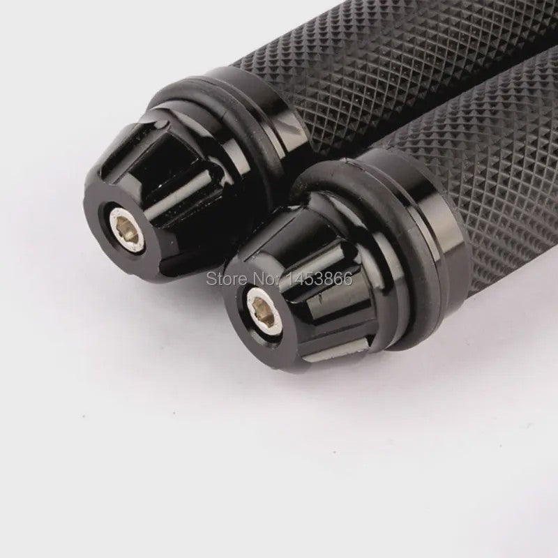 Zwarte Motor Handvatten 7/8'' (22mm) Universeel - Grips met Eindstukken voor Yamaha, Honda, Suzuki, Kawasaki