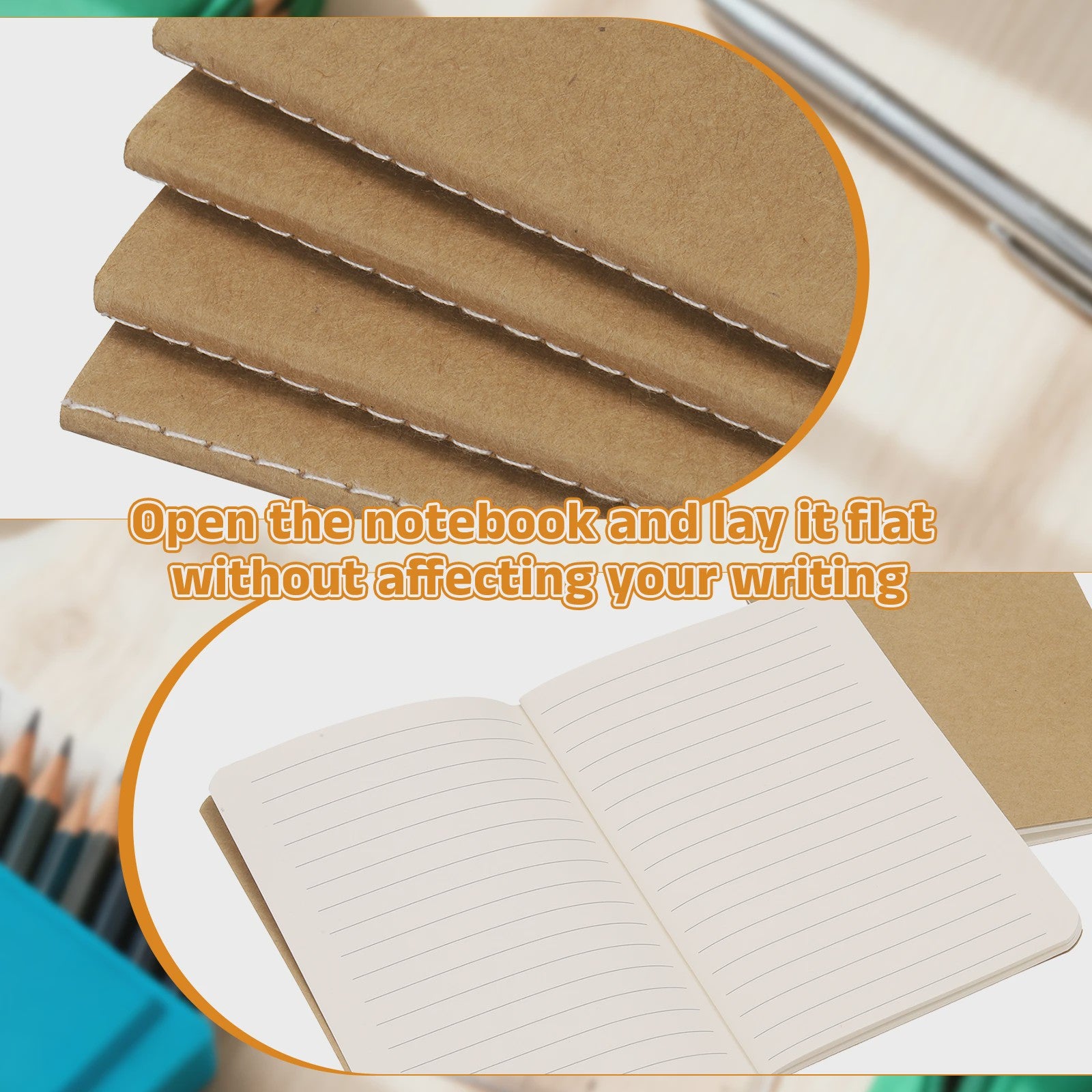Set van 4/6 Mini A6 Notitieboekjes - Kraft Paper, Gelinieerd, Draagbaar Memo Pad
