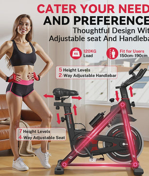 Hometrainer met Vliegwiel (10kg), LCD Display en Stille Werking - Max 120kg Belasting