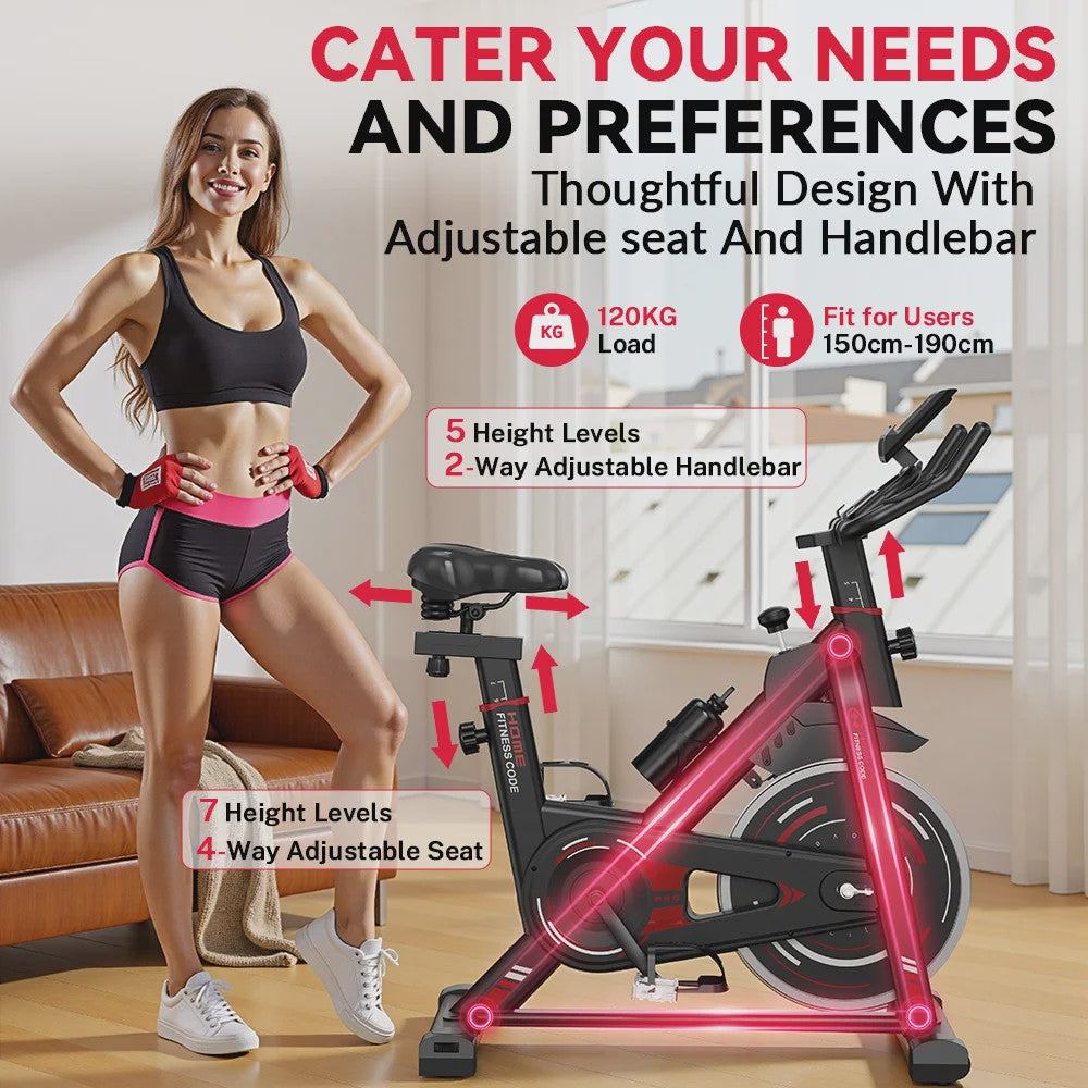 Hometrainer met Vliegwiel (10kg), LCD Display en Stille Werking - Max 120kg Belasting