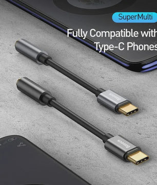 Baseus USB-C naar 3.5mm Audio Adapter Kabel - Hoge Kwaliteit Geluid voor Type-C Telefoons