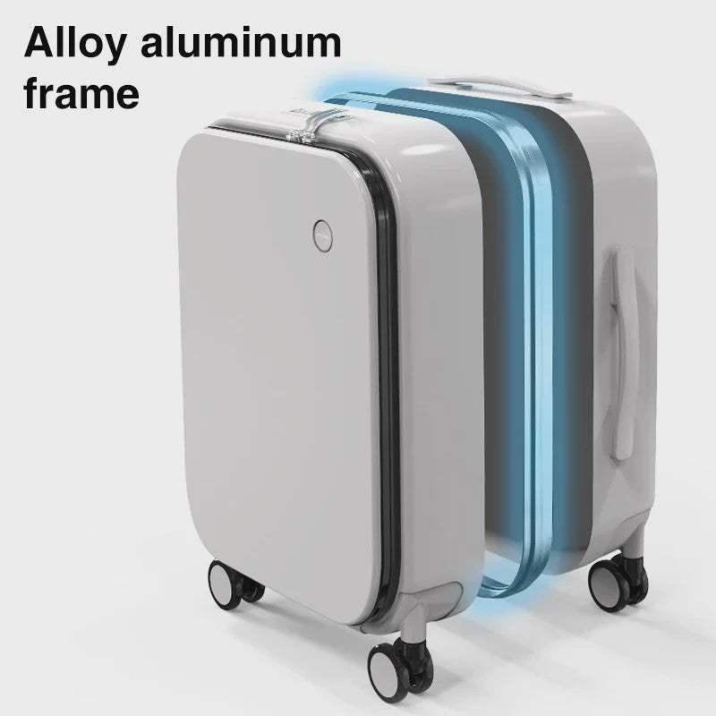Mixi Aluminium Frame Koffer - Handbagage met Vooropening & 180° Opening