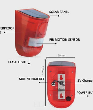 Draadloze Zonnesensor Alarm met Sirene & Strobe Licht - Tuin & Huisbeveiliging