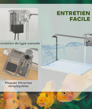 PawHut Glazen Aquarium met LED Verlichting, Filterpomp en 20L Inhoud - 38x26x27 cm Wit