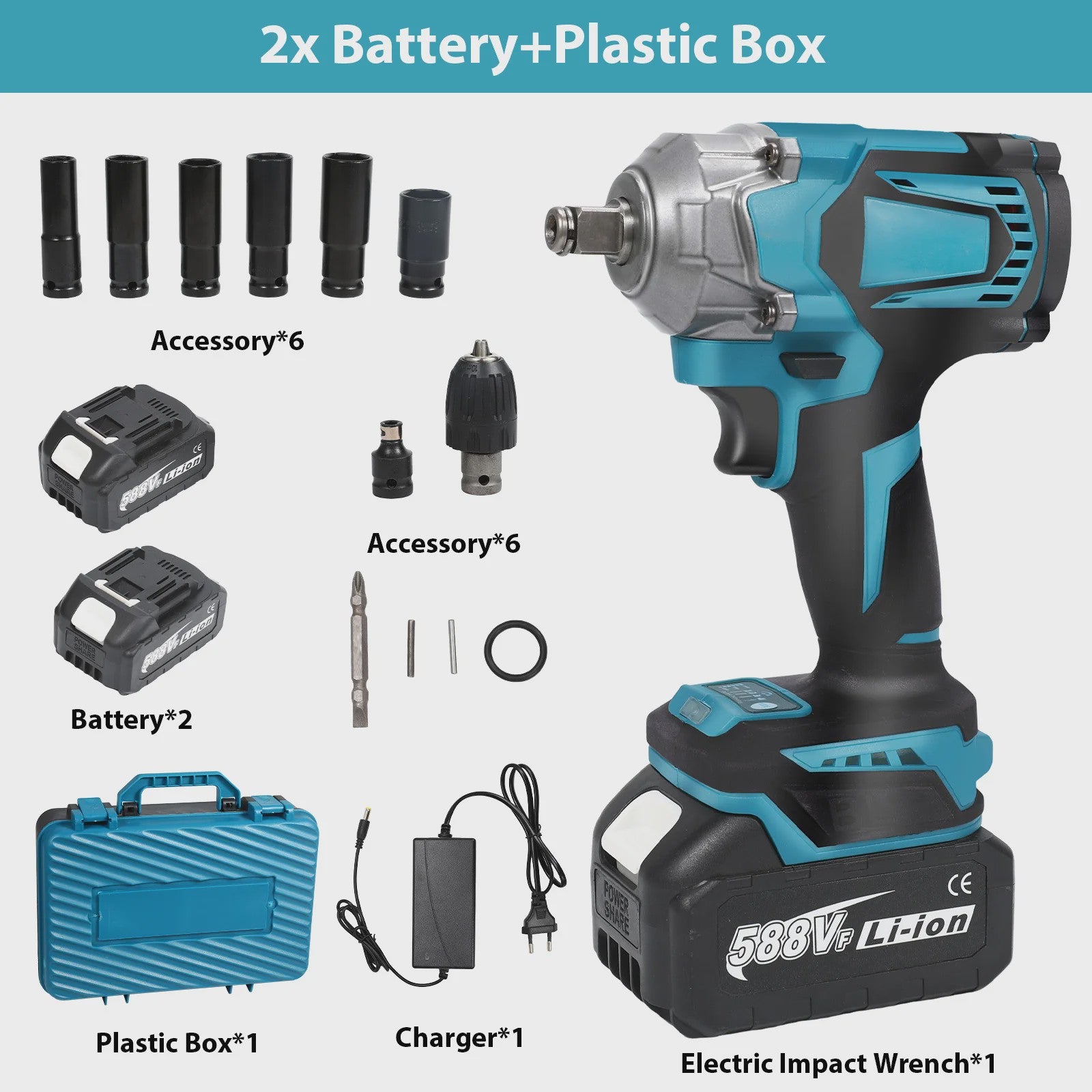 Krachtige 1200Nm Brushless Accu-slagmoersleutel 1/2" met LED, 8 standen, compatibel met Makita 18V accu