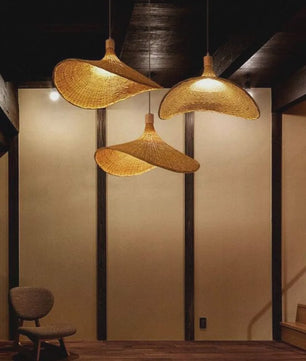 Klassieke Bamboe Hanglamp 50cm - Handgeweven Rotan Plafondlamp