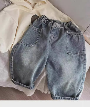 Jongens Denim Spijkerbroek met Elastische Taille en Zijzakken - Casual Lente/Herfst