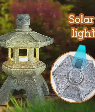 Chinese Pagode Solar Tuinlamp - Zen Stijl Steen Lantaarn voor Buiten