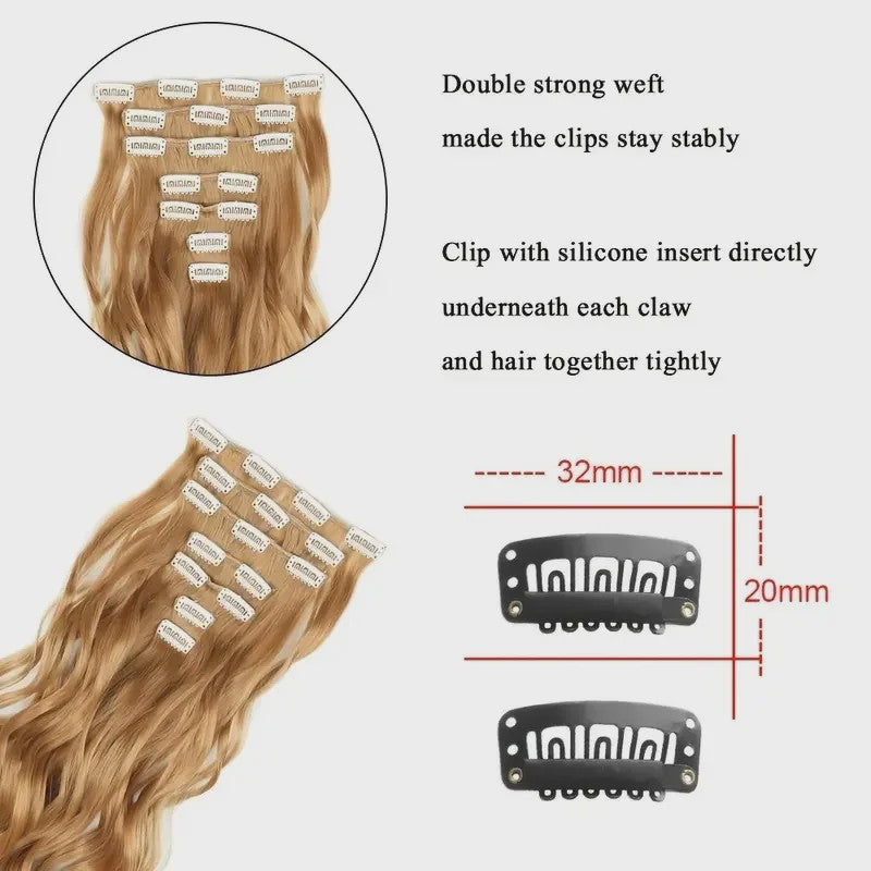 Clip-in Haarverlenging 7 Delig - 55cm Lang Krullend Synthetisch Haar