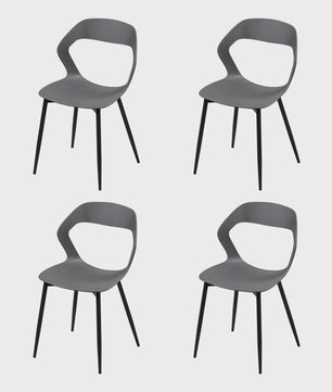 Set van 4 Moderne Eetkamerstoelen - PP Zitting & Metalen Poten - Ergonomisch Design