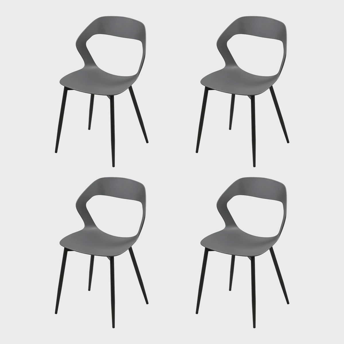 Set van 4 Moderne Eetkamerstoelen - PP Zitting & Metalen Poten - Ergonomisch Design