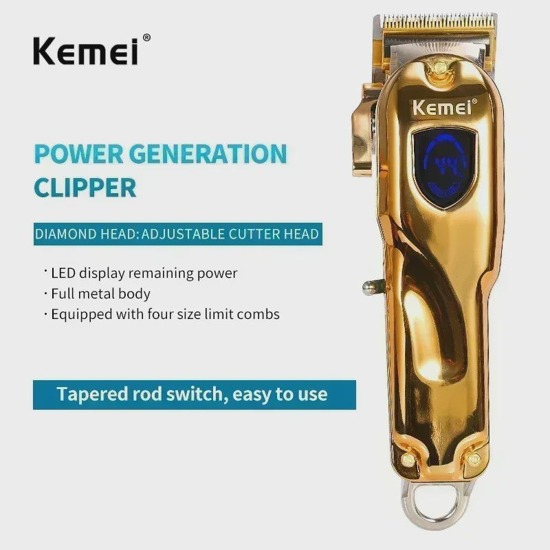 Kemei Professionele Metalen Trimmer KM-TX1/KM-2010/KM-1949 - Oplaadbaar met LED Display