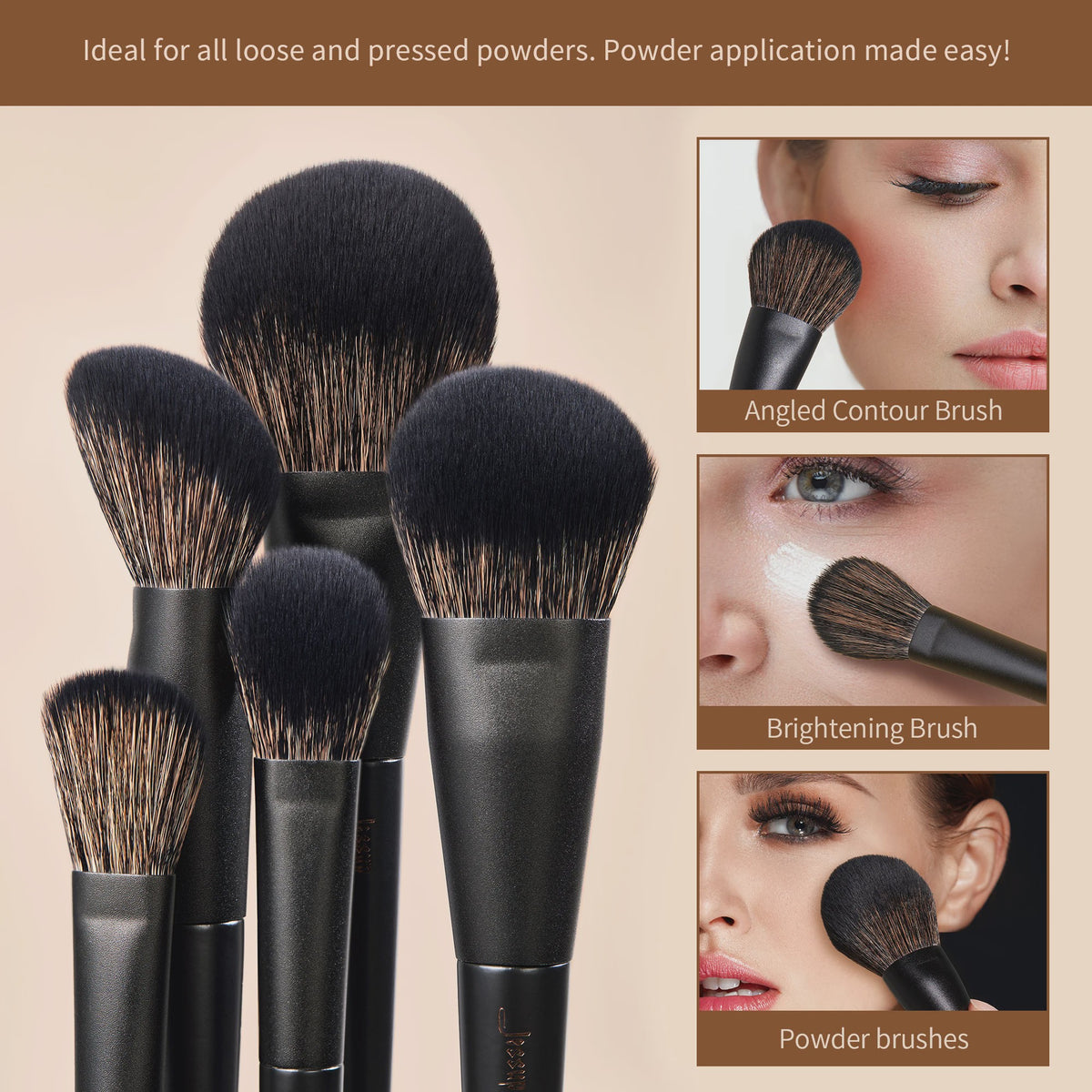 Jessup 14-delige Make-up Kwasten Set: Compleet voor Foundation, Oogschaduw & Contour