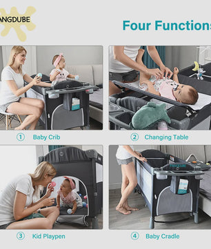 PANGDUBE 4-in-1 Multifunctioneel Babybed: Wieg, Speelbox, Commode & Meer (0-3 jaar) - Inklapbaar & Draagbaar