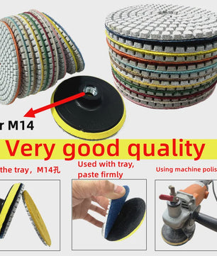 11-delige Diamant Polijstschijven Kit 100mm - Nat/Droog Gebruik voor Steen, Beton & Marmer