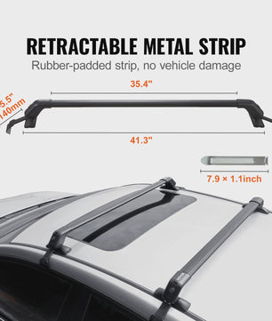 Verstelbare Aluminium Dakdragerset (2 stuks) - 155LBS Capaciteit - Voor Auto's met Kale Dakrand