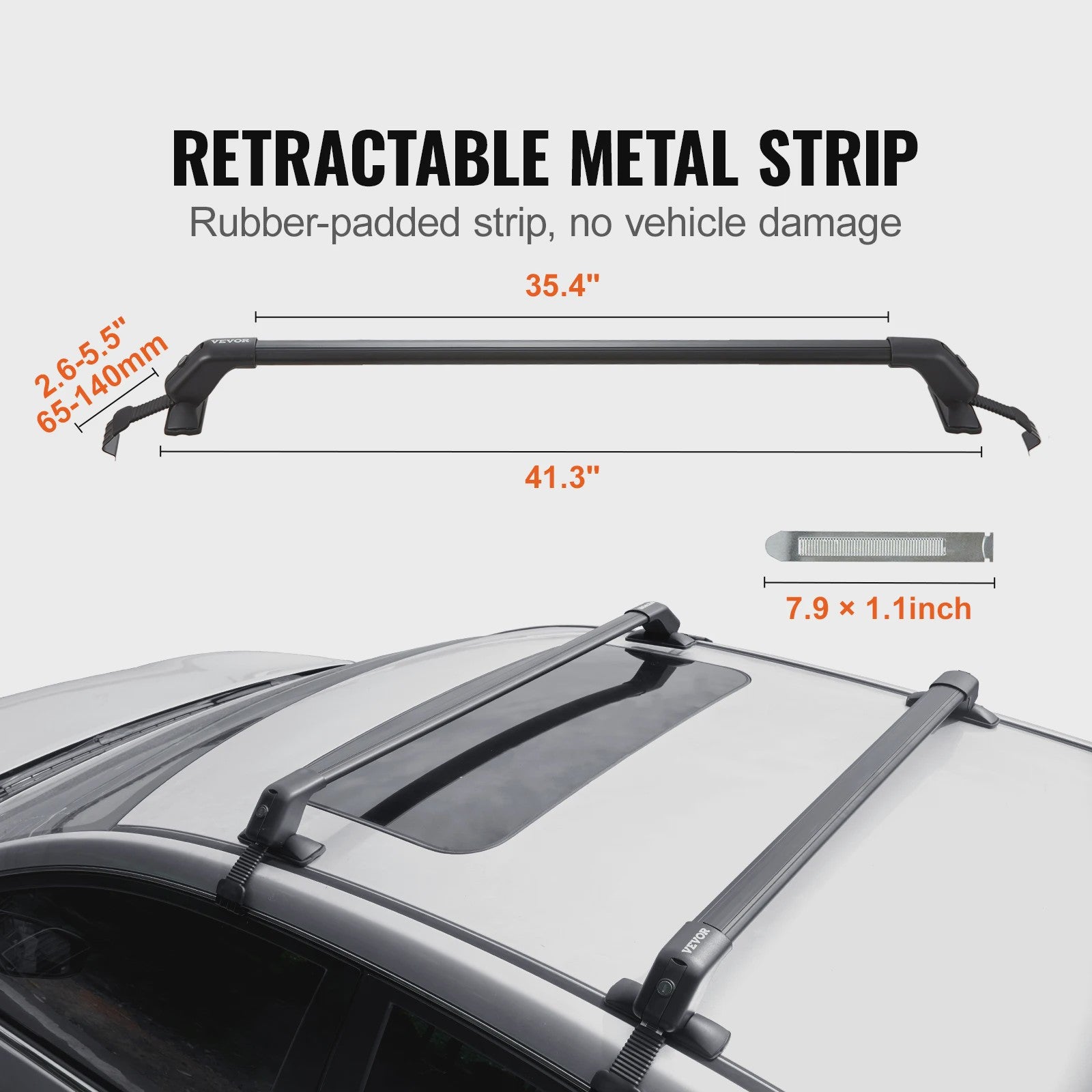 Verstelbare Aluminium Dakdragerset (2 stuks) - 155LBS Capaciteit - Voor Auto's met Kale Dakrand