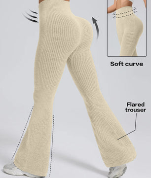 Hoge Taille Stretch Pantalon met Wijde Pijpen voor Dames - Slim Fit, Ideaal voor Workout & Casual Gebruik