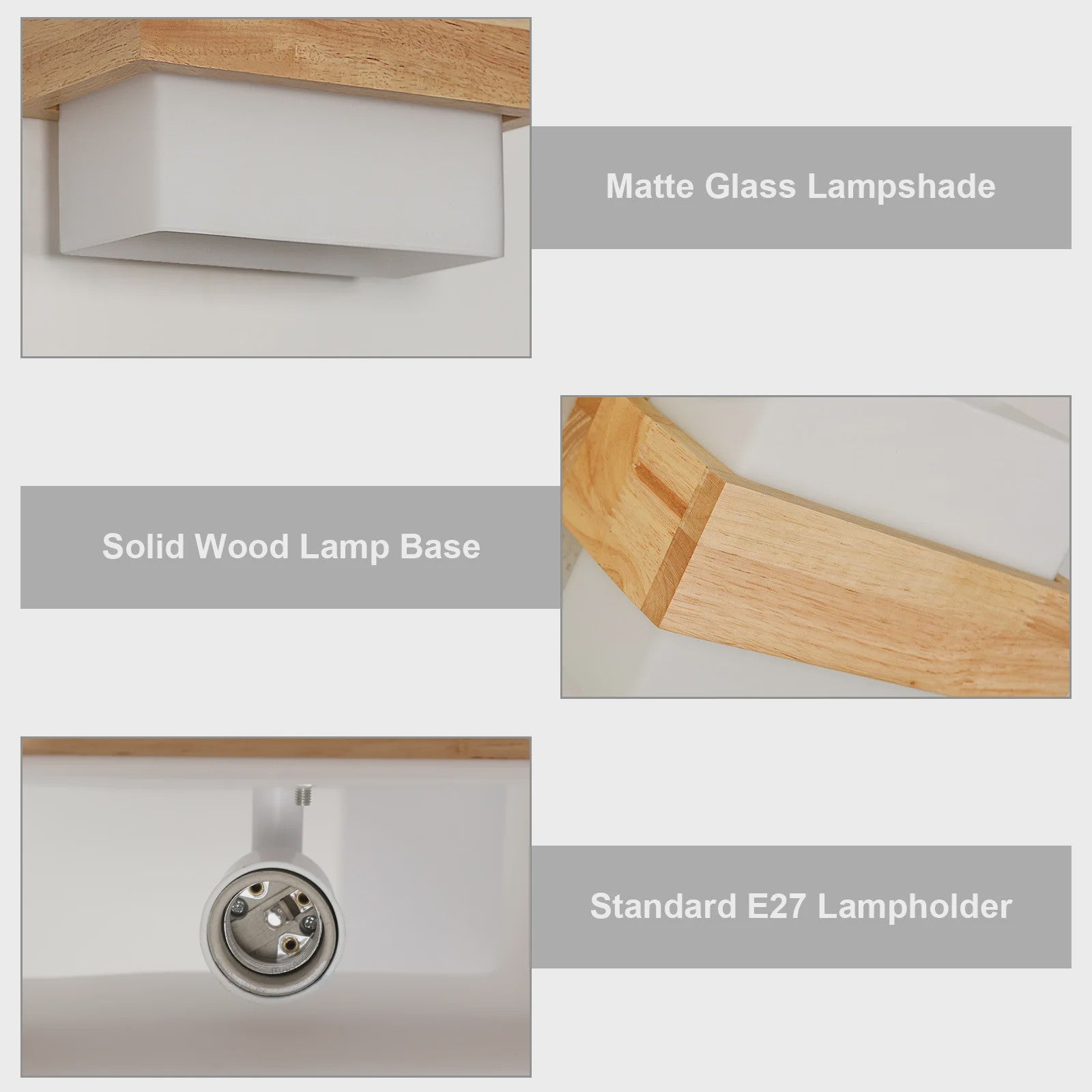 Nordische Houten Wandlamp - E27 Fitting, Natuurlijk Hout Design