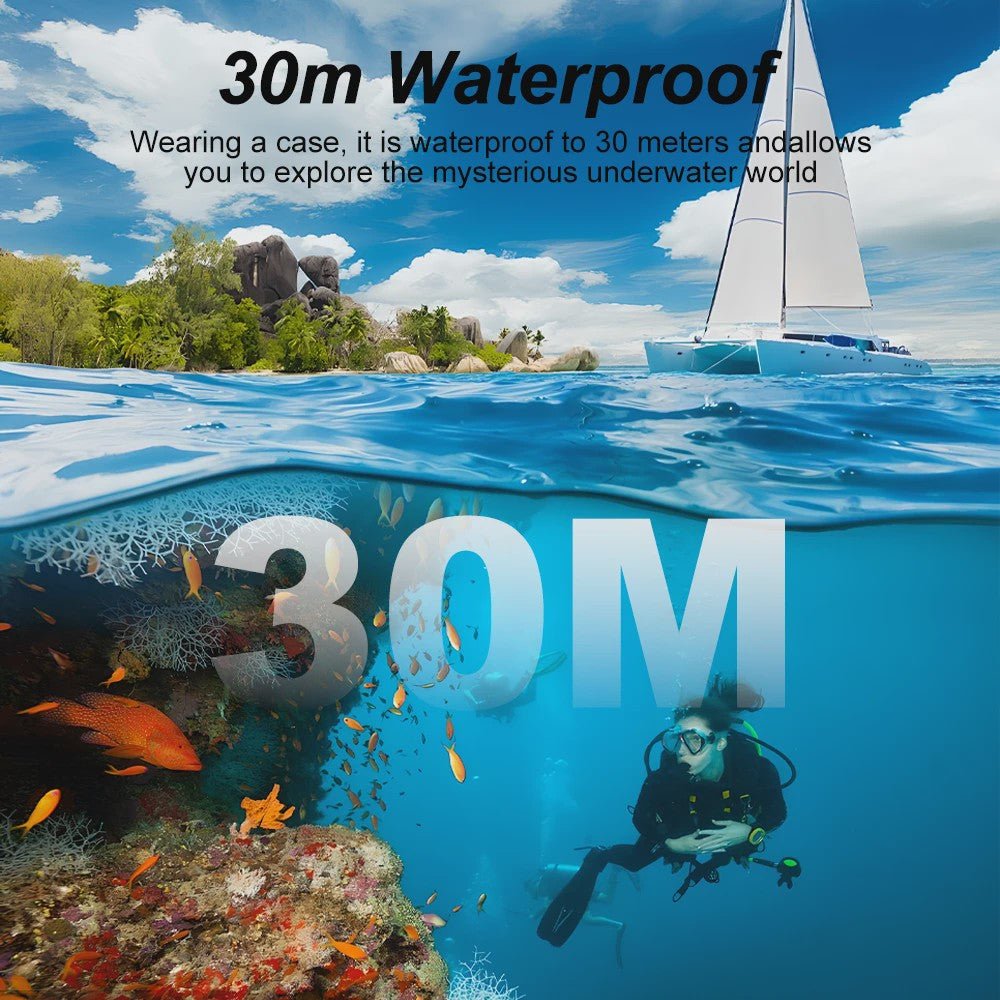 Ourlife 4K Action Camera Ultra HD 16MP met WiFi, 30M Waterdicht & 170° Groothoek