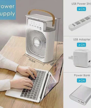 Draagbare 3-in-1 Air Cooler Ventilator met Vernevelaar en LED Nachtlampje