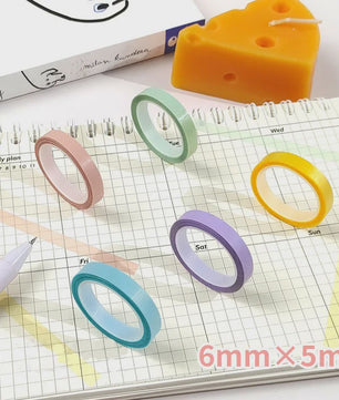 5 Rollen Transparante Fluorescerende Markeringstape - 5 Kleuren