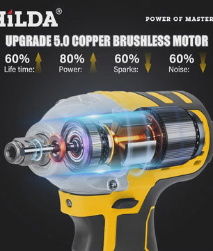 HILDA Accu Slagschroefmachine Brushless Krachtig 1/2" met Makita Batterij Compatibiliteit