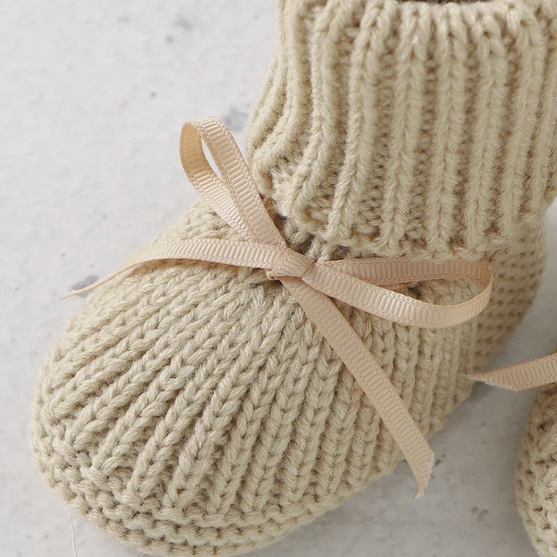 Babyschoentjes Gebreid - Zachte Toddler Schoentjes met Strik - 0-18 Maanden