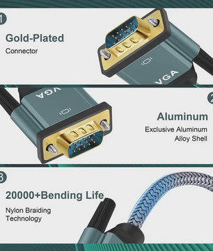 HDMI naar VGA Kabel - Aluminium, Nylon Gevlochten, Vergulde Connectoren - 1080P