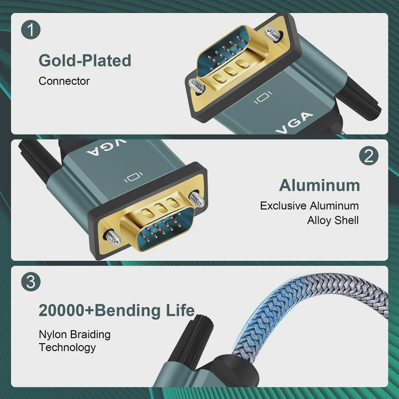 HDMI naar VGA Kabel - Aluminium, Nylon Gevlochten, Vergulde Connectoren - 1080P