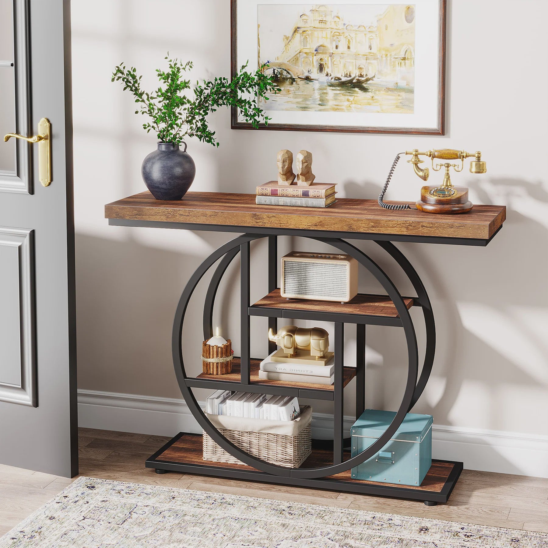 Industriële Console Tafel met 4 Niveaus - 105 cm - Entree Tafel & Bankje