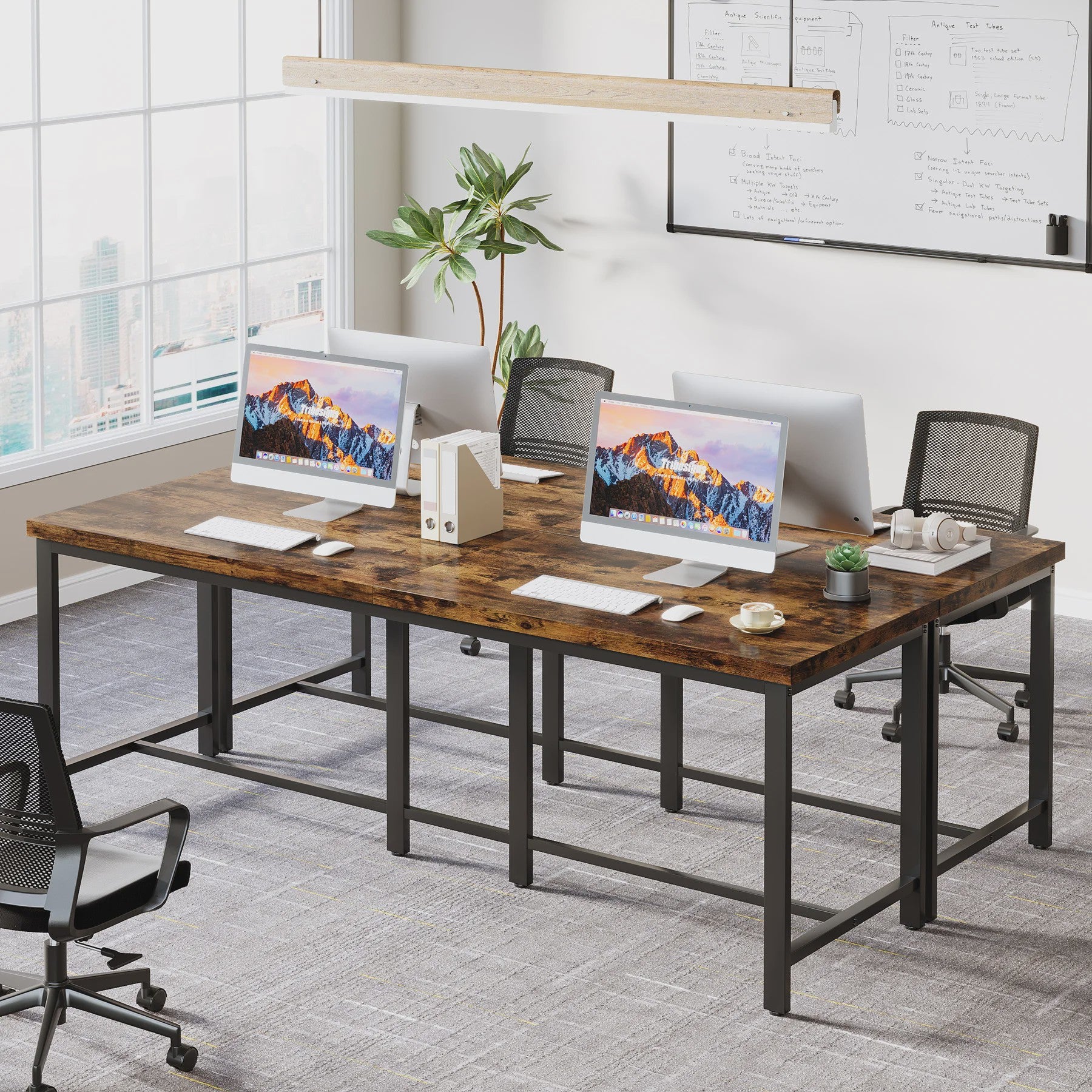 Extra Lange Bureau voor 2 Personen - 200 cm Breed Werkstation Bureau
