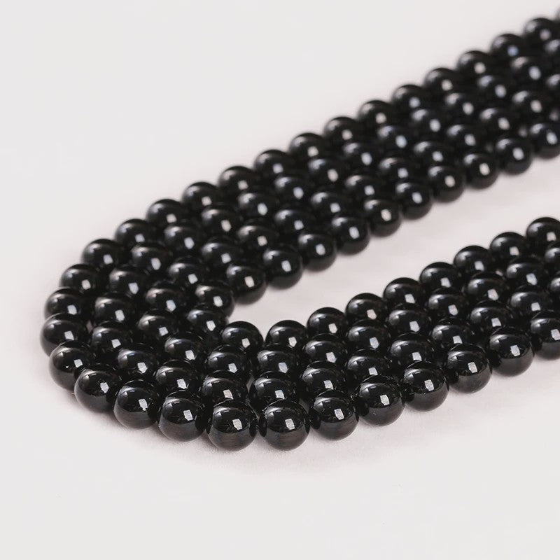 Natuurlijke Zwarte Toermalijn Kralen Rond Losse Spacer Edelsteen - 4-12mm voor Sieraden Maken