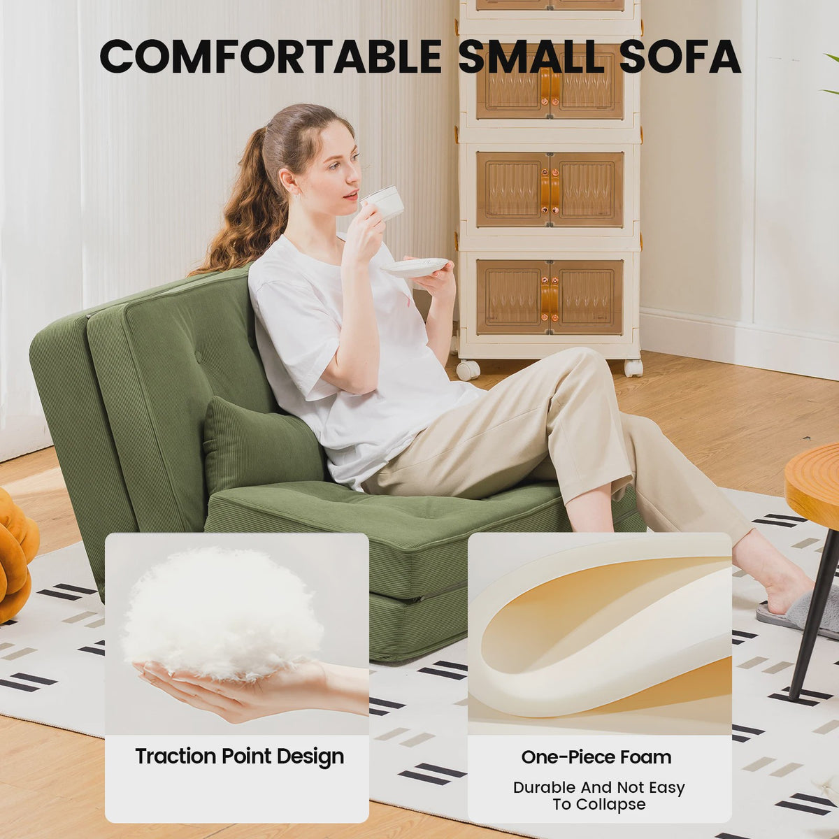 3-in-1 Slaapbank met Verstelbare Rugleuning - Compact en Comfortabel