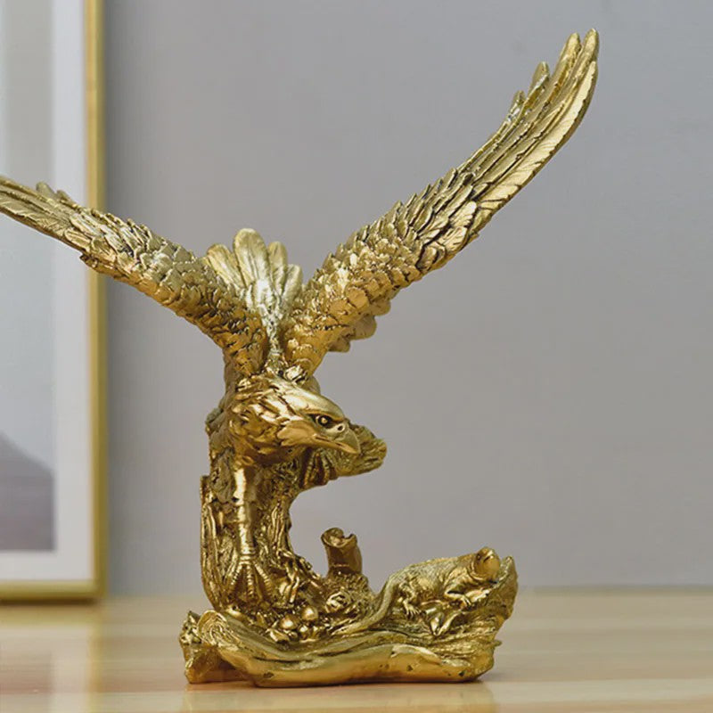 Gouden Adelaar Beeld - Luxe Hars Vogel Sculptuur voor Huis & Kantoor Decoratie
