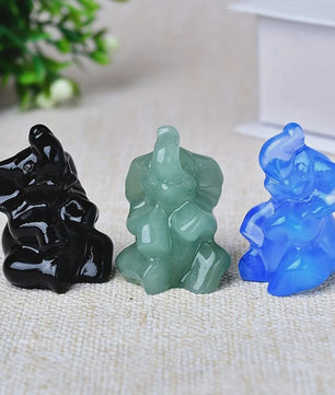 Handgesneden Kristallen Olifant - Natuursteen Decoratie & Meditatie Steen (3.5cm)