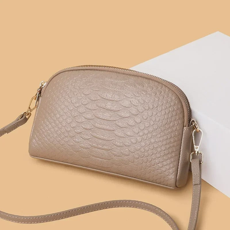 Luxe Dames Schoudertas Crossbody Tas met Crocoprint van Echt Leer