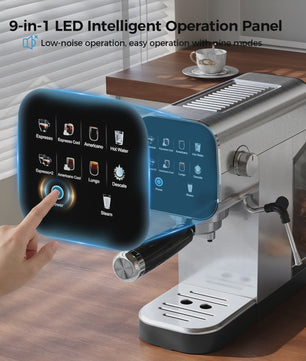 Patbrela Semi-Automatische Espressomachine 20Bar met Dubbel Watersysteem & 4-in-1 Portafilter