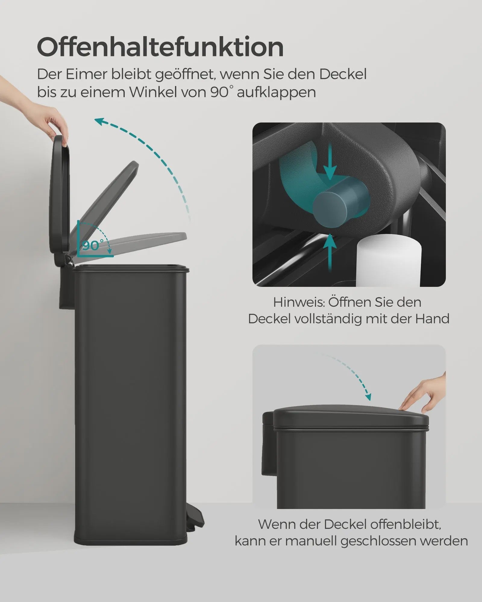 SONGMICS Keukenprullenbak 40L met Pedal en Deksel - RVS