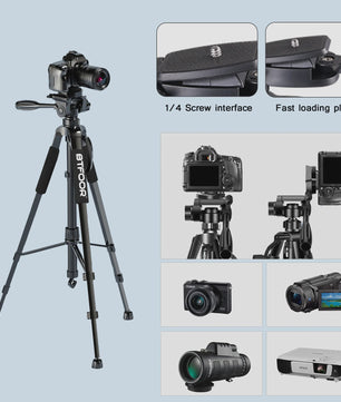 Professionele Aluminium Camera Statief 140cm - Verstelbaar & Draagbaar voor DSLR, Spiegelreflex en Smartphone