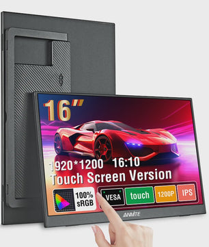 16-inch Draagbare Monitor met Touchscreen Optie, 1200P HDR IPS, Type-C & HDMI - Ideaal voor Gaming en Productiviteit