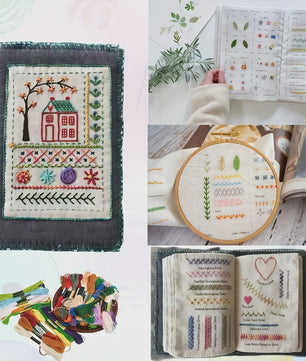 Uitgebreide Set Borduurboeken: Leer Alle Steken met Inclusief Garen & Hoop