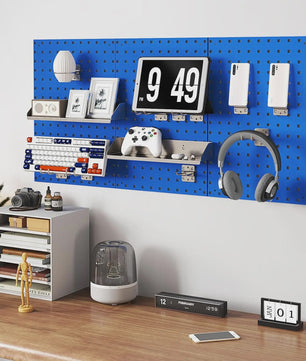 Blauwe Gereedschapswand met 3 Pegboards en 28 Delige Accessoireset - Geperforeerd Ophangsysteem