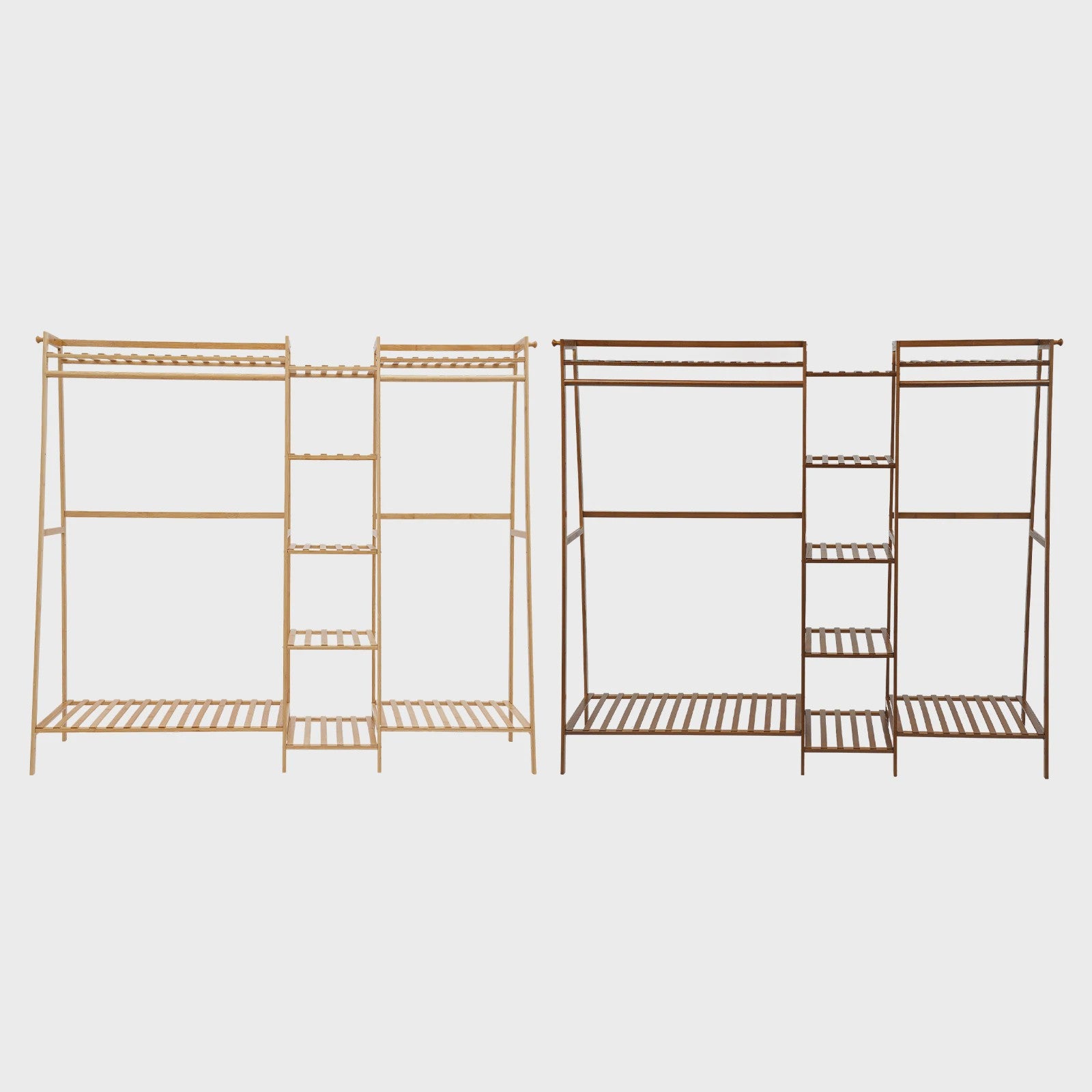 Multifunctioneel Trapezium Kledingrek van Bamboe - Garderobe & Opbergrek
