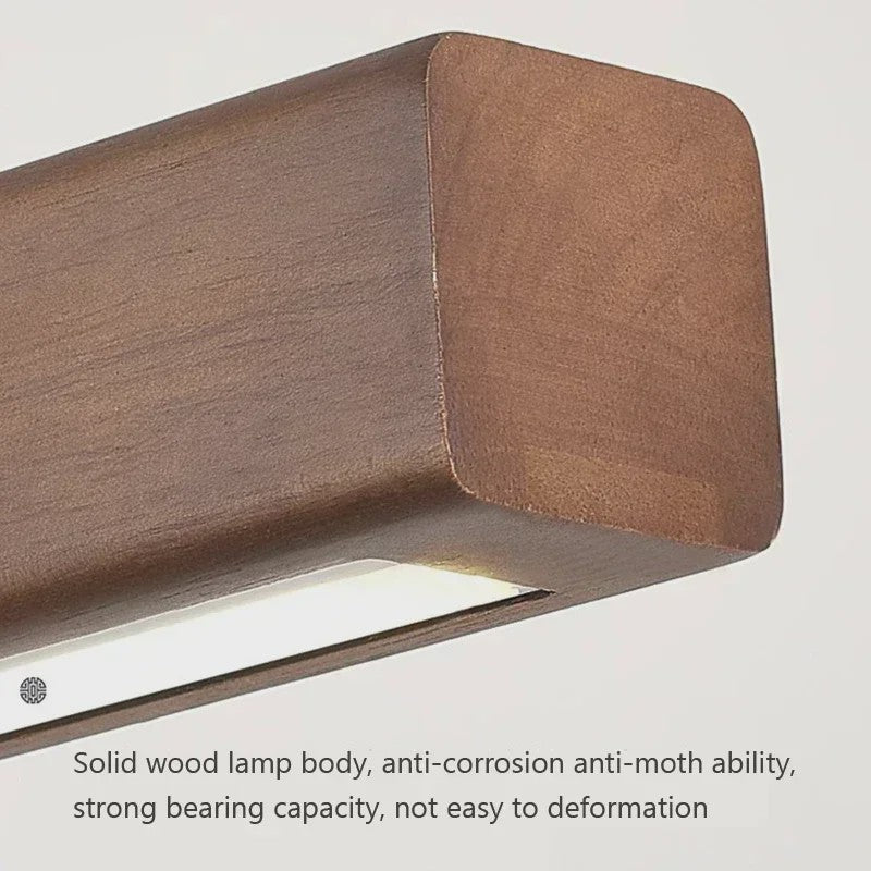 Houten LED Hanglamp Lange Strip - Stijlvolle Verlichting voor Eettafel, Woon- en Eetkamer