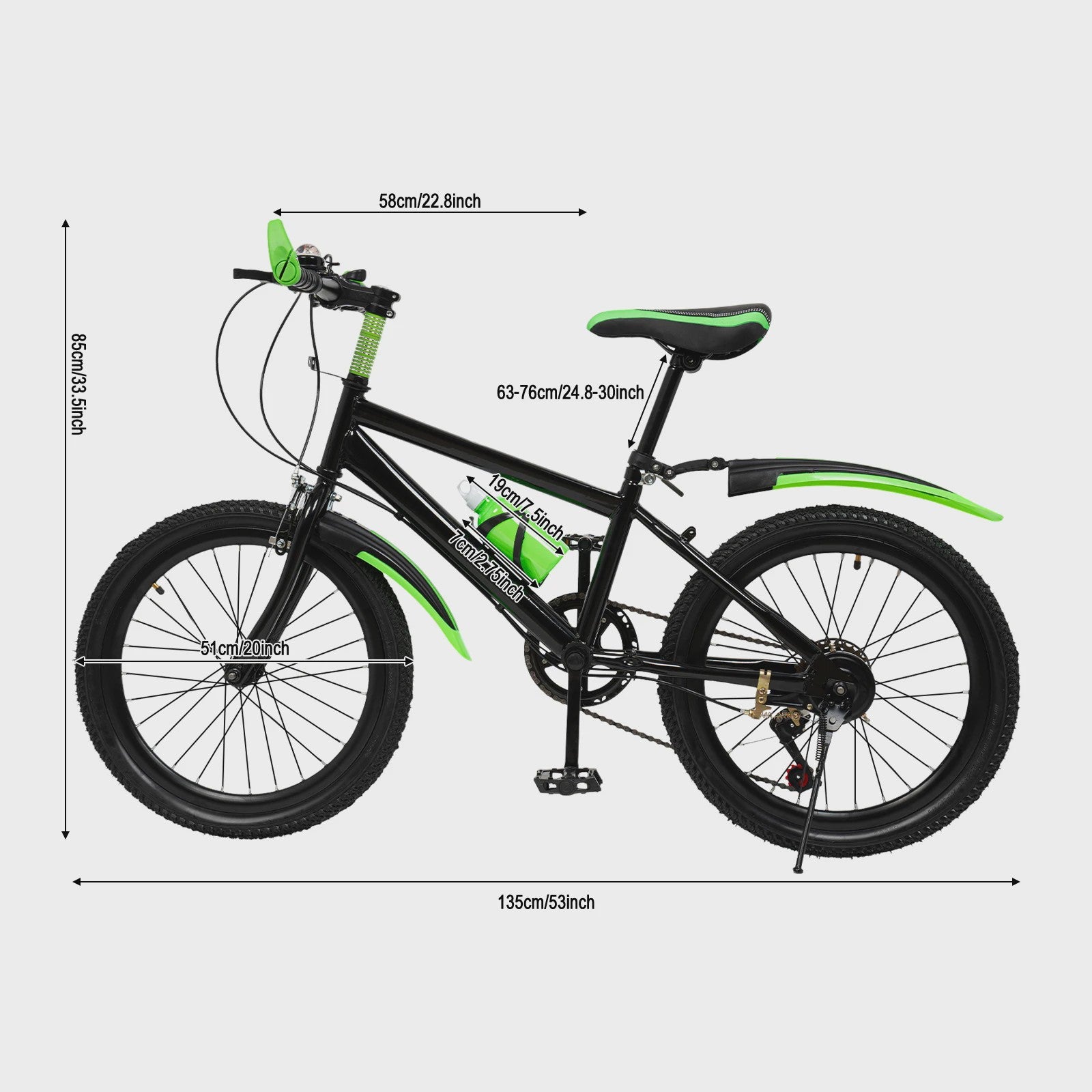 Kinder Mountainbike 20 inch - Carbon Steel Frame, 7 Versnellingen, Volledige Schokdemping